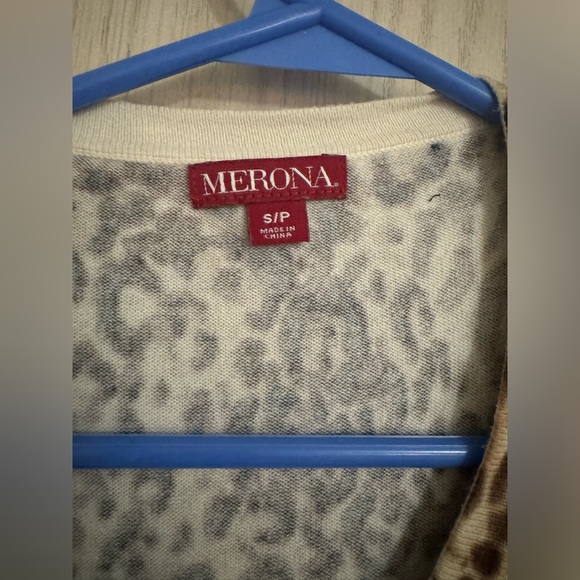 MERONA animal print cardigan size S almost new condition 92% cotton p2p 19” - Picture 2 of 5